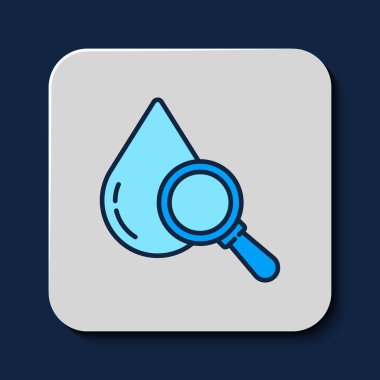 Taslak Bırakma ve büyüteç simgesi mavi arkaplanda izole edildi. Vektör