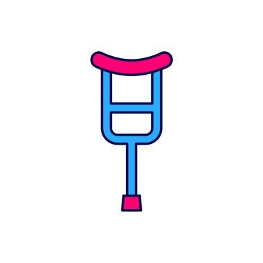 Filled outline Crutch or crutches icon isolated on white background. Equipment for rehabilitation of people with diseases of musculoskeletal system.  Vector