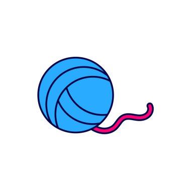 Doldurulmuş iplik topu simgesi beyaz arkaplanda izole edildi. El yapımı, örgü ya da terzi için etiket. Vektör