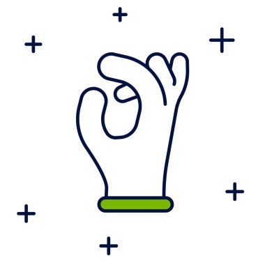 Doldurulmuş tıbbi lastik eldiven ikonu beyaz arka planda izole edilmiş. Koruyucu lastik eldivenler. Vektör