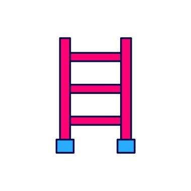 Doldurulmuş Ateş merdiven simgesi beyaz arkaplanda izole edildi. Pompier merdiveni. İtfaiyeciler merdiveni sırıkla tırmanır. Vektör