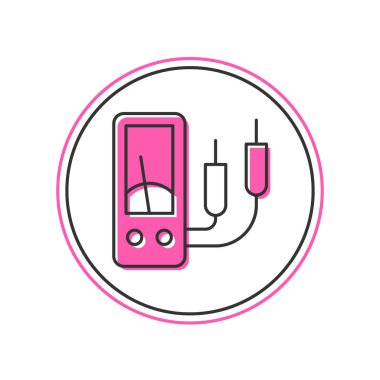 Filled outline Ampere meter, multimeter, voltmeter icon isolated on white background. Instruments for measurement of electric current.  Vector