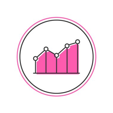 Doldurulmuş ana hatlı turta grafiği bilgi simgesi beyaz arkaplanda izole edildi. Diyagram çizelgesi. Vektör