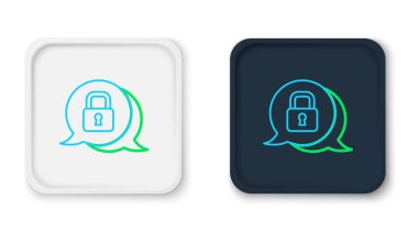 Siber güvenlik simgesi beyaz arkaplanda izole edildi. Dijital devre kartında kapalı asma kilit. Güvenlik kavramı. Dijital veri koruması. Renkli taslak konsepti. Vektör