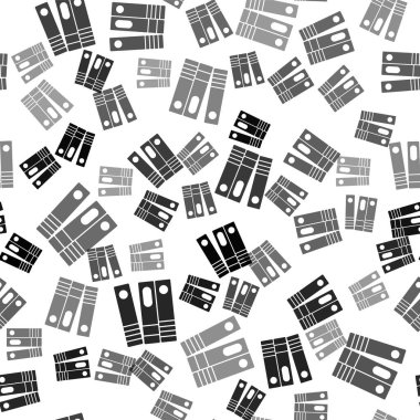 Kağıtlı ve belgeli Kara Ofis dosyaları beyaz arka planda izole edilmiş kusursuz desen simgesi. Ofis dosyaları. Dosya arşivleme işareti. Vektör.