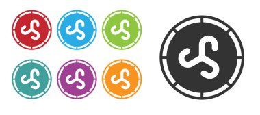 Siyah Kalkan Viking ikonu beyaz arka planda izole edildi. Yuvarlak ahşap kalkan. Güvenlik, güvenlik, koruma, mahremiyet, koruma kavramı. Simgeleri renklendirin. Vektör