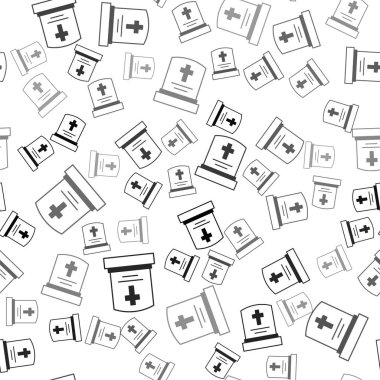 Mezar taşı simgesine sahip Kara Mezar beyaz arka planda izole edilmiş pürüzsüz desen. Vektör