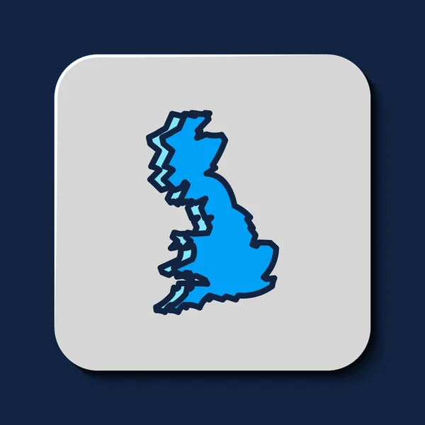 Vul Schema Engeland Kaart Pictogram Geïsoleerd Blauwe Achtergrond Vector — Stockvector