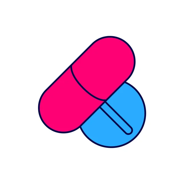 Filled Outline Medicine Pill Tablet Icon Isolated White Background Capsule — Stock vektor