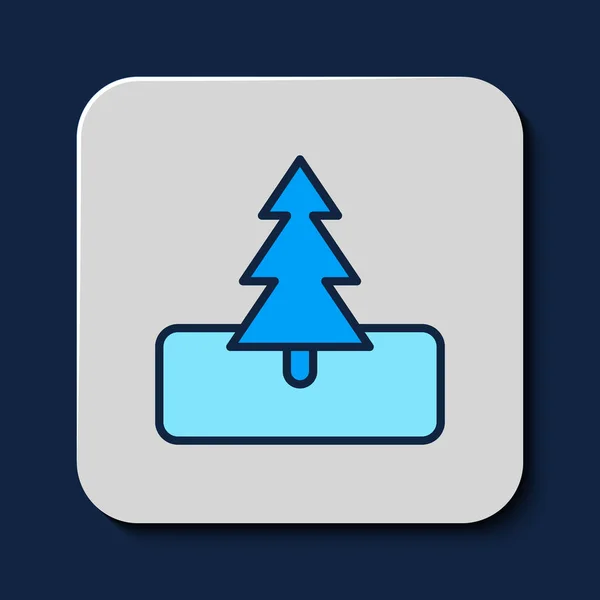 Fyllda Kontur Träd Ikon Isolerad Blå Bakgrund Skogssymbol Vektor — Stock vektor