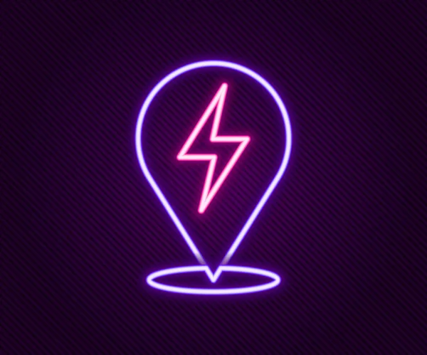 Glödande Neon Line Blixt Bult Ikon Isolerad Svart Bakgrund Flash — Stock vektor