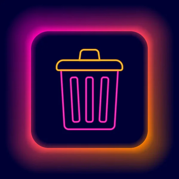 Glowing Neon Line Trash 배경에서 아이콘이 수있다 쓰레기통 표지판이야 재활용 — 스톡 벡터