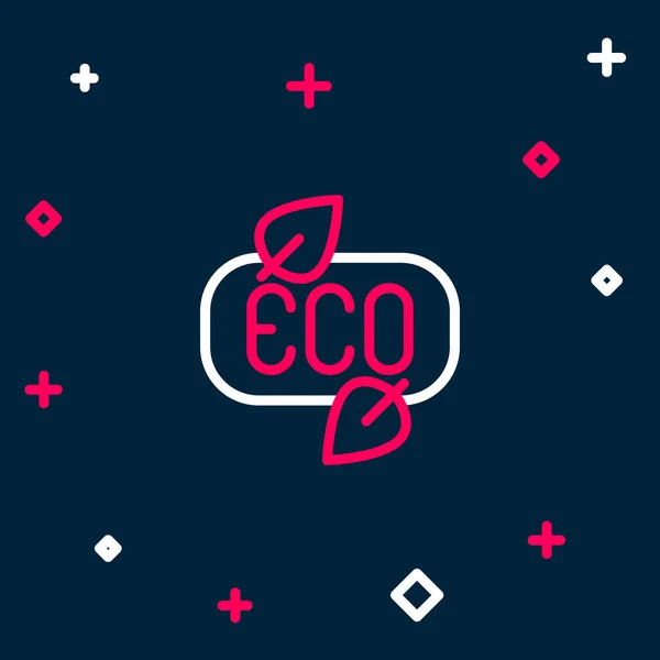 Line Leaf Eco Symbool Pictogram Geïsoleerd Blauwe Achtergrond Banner Label — Stockvector