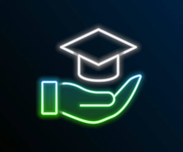 Žhnoucí Neonová Čára Vzdělávací Grant Ikona Izolované Černém Pozadí Školné — Stockový vektor