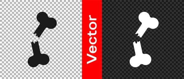 Icône Osseuse Cassée Humaine Noire Isolée Sur Fond Transparent Vecteur — Image vectorielle