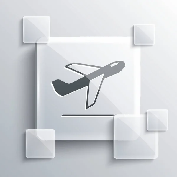 Icône Décollage Avion Gris Isolée Sur Fond Gris Symbole Transport — Image vectorielle