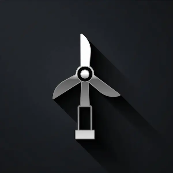 Иконка Серебряной Ветряной Турбины Изолирована Черном Фоне Знак Ветрогенератора Ветряная — стоковый вектор