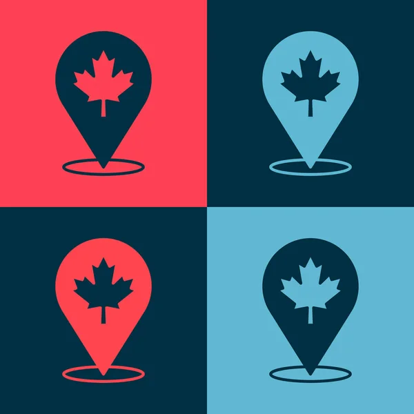 Pop Art Καναδικό Φύλλο Σφενδάμου Εικόνα Απομονώνονται Φόντο Χρώμα Φύλλο — Διανυσματικό Αρχείο