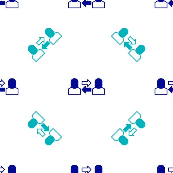 Μπλε Εικόνα Εργασίας Exchange Απομονωμένη Αδιάλειπτη Μοτίβο Λευκό Φόντο Ανταλλαγή — Διανυσματικό Αρχείο