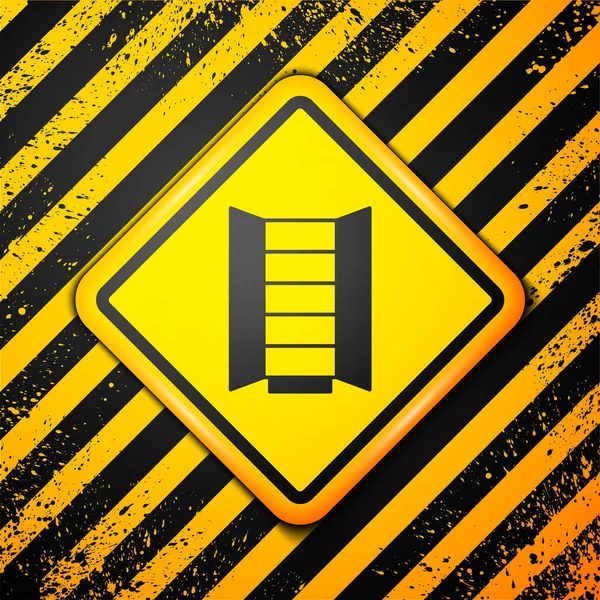 Black Wardrobe Icon Isolated Yellow Background Cupboard Sign Warning Sign — Image vectorielle