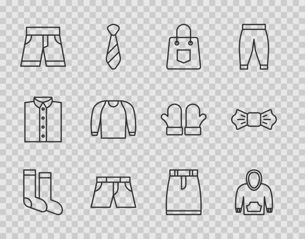 采购产品布线袜子 手提包 短裤或裤子 裙子和弓形领带图标 — 图库矢量图片