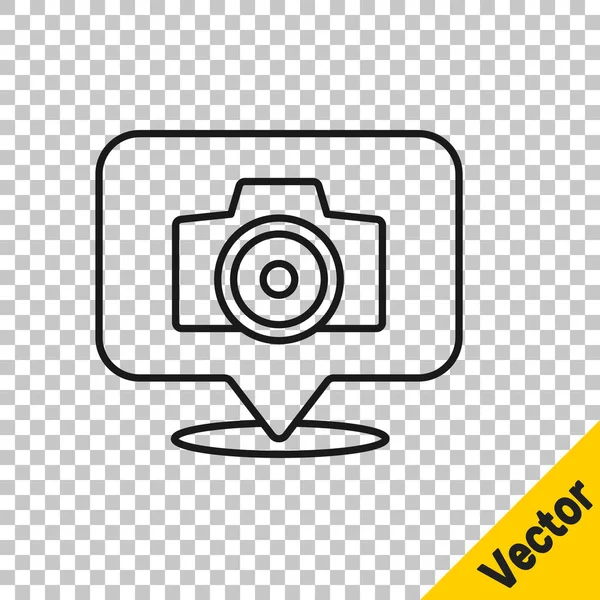Черная Линия Фото Камера Значок Изолирован Прозрачном Фоне Фотокамера Цифровая — стоковый вектор