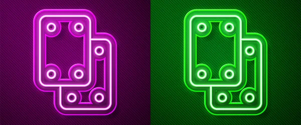 Glowing Neon Line Knee Pads Icon Isolated Purple Green Background — Stockvector