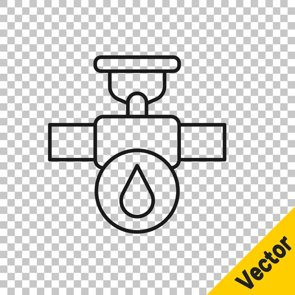 Black Line Industry Metallrohr Und Ventilsymbol Isoliert Auf Transparentem Hintergrund — Stockvektor