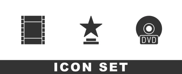 Conjunto Reproducir Vídeo Trofeo Película Dvd Icono Disco Vector — Vector de stock