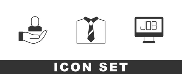 Werknemer Instellen Tie Search Vacature Icoon Vector — Stockvector