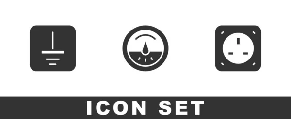 Set Elektrische Symbool Grond Meter Stopcontact Pictogram Vector — Stockvector