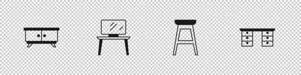 Mobilya Sehpası Televizyon Masası Sandalye Ofis Masa Simgesi Vektör — Stok Vektör