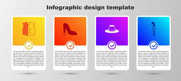 Ensemble Gilet Chaussure Femme Chapeau Homme Parapluie Modèle Infographie Entreprise — Image vectorielle