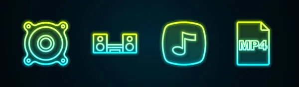 Ustaw Linię Stereo Głośnik Home Stereo Dwoma Głośnikami Uwaga Muzyczna — Wektor stockowy