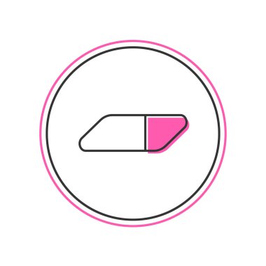 Beyaz arkaplanda izole edilmiş ana hatlı silgi veya kauçuk simgesi. Vektör