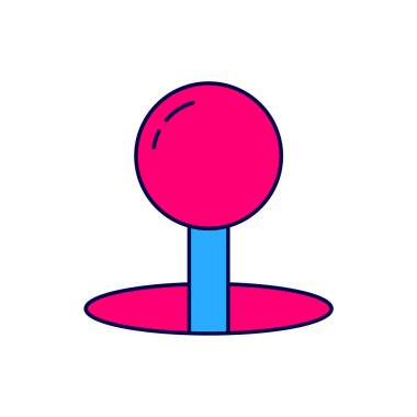 Doldurulmuş outline Push pin simgesi beyaz arkaplanda izole edildi. Raptiye işareti. Vektör