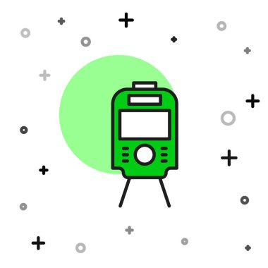 Tramvay ve demiryolu ikonu beyaz arka planda izole edildi. Toplu taşıma sembolü. Vektör