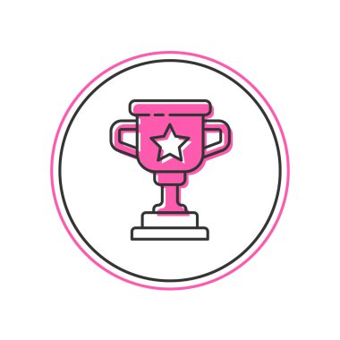 Doldurulmuş taslak ödül kupa simgesi beyaz arkaplanda izole edildi. Galibiyet ödülü sembolü. Şampiyonluk ya da yarışma kupası. Spor başarısı işareti. Vektör