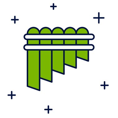 Doldurulmuş Pan flüt simgesi beyaz arkaplanda izole edildi. Geleneksel Peru müzik aleti. Zampona. Peru, Bolivya ve Meksika 'dan halk enstrümanı. Vektör