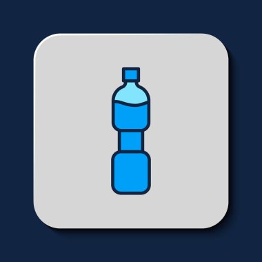 Filled outline Bottle of water icon isolated on blue background. Soda aqua drink sign.  Vector