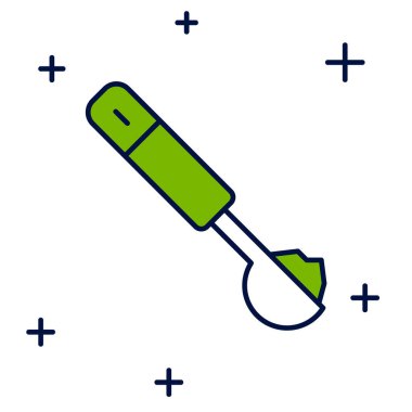 Beyaz arkaplanda izole edilmiş çizgili kaşık simgesi. Vektör