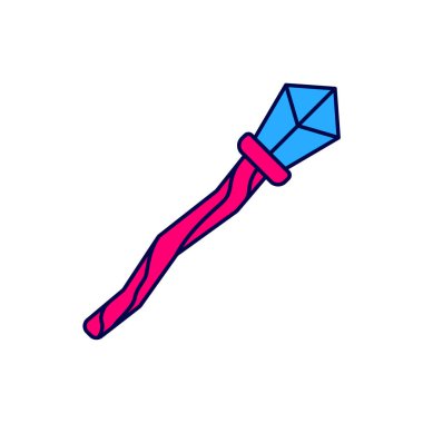 Doldurulmuş Sihirli asa simgesi beyaz arkaplanda izole edildi. Sihirli değnek, asa, değnek, değnek. Vektör