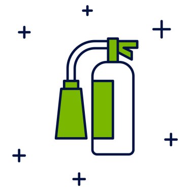 Beyaz arka planda izole edilmiş ana hatlı yangın söndürme ikonu. Vektör