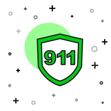 Beyaz arka planda izole edilmiş 911 ikonuyla dolu bir telefon hattı. Polis, ambulans, itfaiye, çağrı, telefon. Vektör