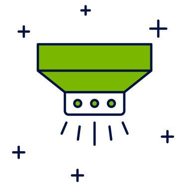 Doldurulmuş Ateş püskürtme sistemi simgesi beyaz arkaplanda izole edildi. Fıskiye, yangın söndürücü, katı ikon. Vektör