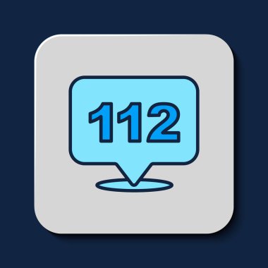 Mavi arka planda, 911 'i acil arama ikonu ile dolu bir telefon hattı var. Polis, ambulans, itfaiye, çağrı, telefon. Vektör
