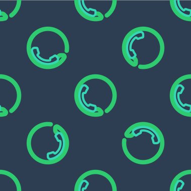 Hat Telefonu 24 saat destek ikonu mavi arka planda izole edilmiş pürüzsüz desen. Tüm gün müşteri destek merkezi. Tam zamanlı çağrı servisi. Vektör