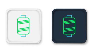 Beyaz arkaplanda izole edilmiş makara simgesine çizgi dikiş ipliği. İplik makarası. İplik kutusu. Renkli taslak konsepti. Vektör