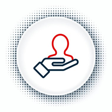 Çizgi El, beyaz arkaplanda izole edilmiş bir insan simgesi için arama yap. İşe alım ya da seçim konsepti. Çalışanları ve işi ara. Renkli taslak konsepti. Vektör