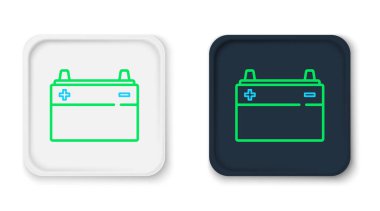 Çizgi Araba bataryası simgesi beyaz arka planda izole edildi. Akümülatör bataryası enerji ve elektrik akümülatörü bataryası. Renkli taslak konsepti. Vektör